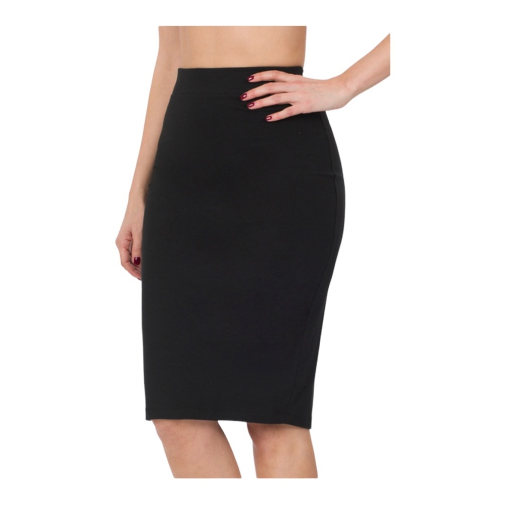 Butter soft knee length skirt in black